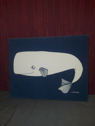 Vintage Marushka Cloth Panel Art Whale