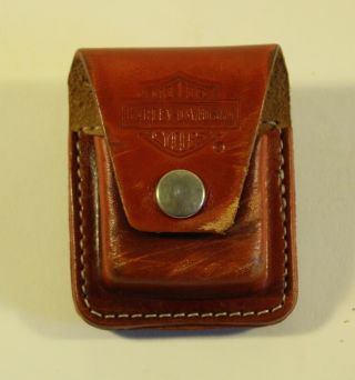Harley Davidson Brown Leather Zippo Lighter Case Made In Usa Belt Loop / Pouch