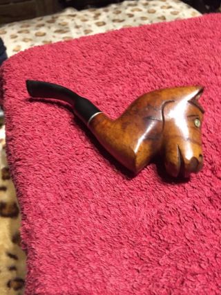 Novelty Vintage Hand Carved Briar Smoking Wood Pipe Horses Head