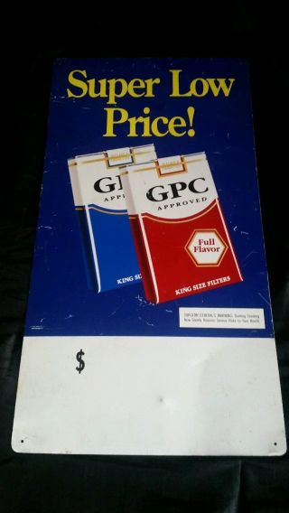 Vintage Gpc Cigarette Tobacco Advertising Tin Sign 1994 Priority