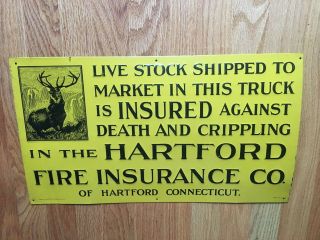 Vintage Hartford Insurance Sign Antique Old Nos 6119
