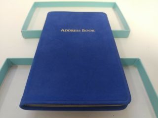 Tiffany & Co.  Address Book Blue Suede Full Grain W/original Box Vintage