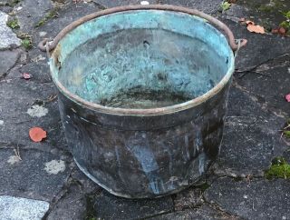 Antique Copper Large Cauldron Cooking Pot Apple Butter Kettle Log Basket Planter