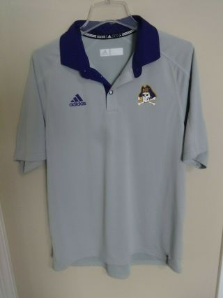 Adidas Ncaa East Carolina Pirates Poly Polo Golf Shirt Men Large