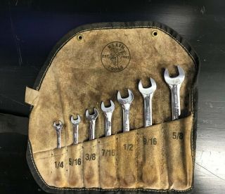 Vintage Klein Tools 68400 7 Piece Combination Wrench Set 1/4 " - 5/8 " Made In Usa