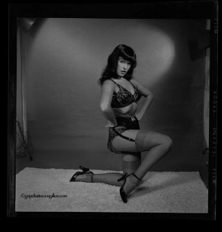 Bettie Page 1954 Camera Negative Photograph Bunny Yeager Burlesque Stripper Pose 2