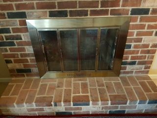 Fireplace Doors Large Glass Surface Mount Design In Antique Brass Finish