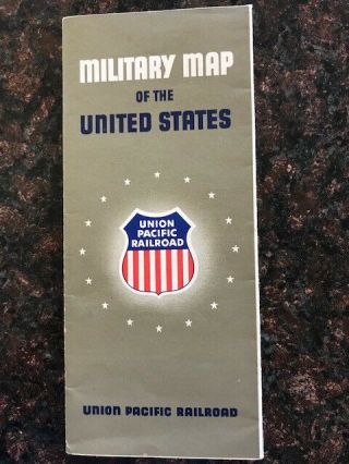 Vintage Union Pacific Railroad " Military Map Of The United States " 1950