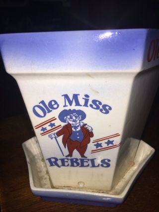 Vintage Ole Miss Col.  Reb Ceramic Flower Pot,  University of Mississippi 3