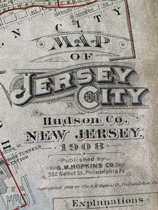 Antique Plat Book Of Jersey City,  N.  J. ,  1908,  G.  M.  Hopkins Co.