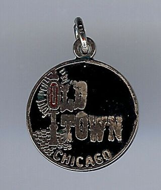 Vintage Sterling Silver Black And Red Enamel Old Town Chicago Charm