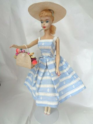 Vintage 1960 Blonde 3 Ponytail Barbie In 969 Suburban Shopper,  Stand