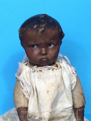 Antique Effanbee Baby Grumpy African American Black Doll Deco Rare Early Compo