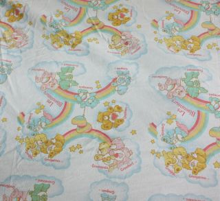 Vintage Carebears Care Bears Flat Sheet French Names Twin Bed Bisounours