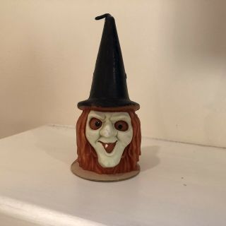 Vintage Gurley Candle Witch Face With Orange Hair With Label