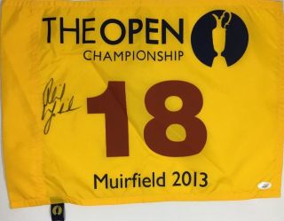 Phil Mickelson Signed Autographed 2013 British Open Muirfield Golf Flag Jsa Loa