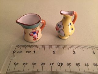 2 Early 20thc Rare Hand Painted Limoges Dollhouse/miniature Pitchers - Cond