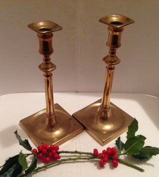 18th Century Bell Metal Square Based Candlesticks