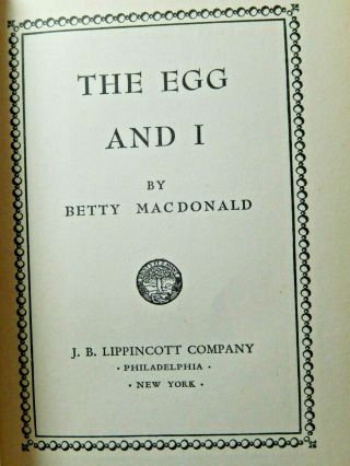 The Egg and I by Betty MacDonald 1945 Vintage Novel 2