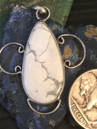 Vintage Native American White Buffalo Turquoise Sterling Silver Pendant 4g