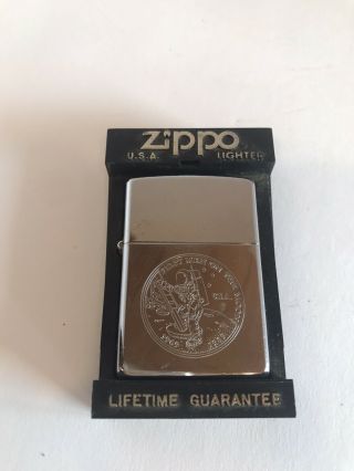 Vintage Zippo Lighter First Men On The Moon Usa 1969 1989