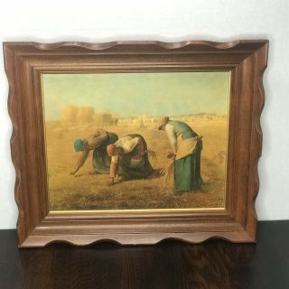 The Gleaners Print On Board Framed Antique Oil Painting Millet 1857 Vintage Wall