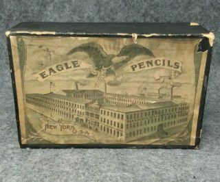 Antique 1896 Eagle Pencils Box No.  315 With 2 Packs Of Pencils