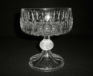 Rare Antique Baccarat Crystal Glass Pedestal Bowl W/ Great Cut Panels & Diamonds