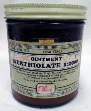 Large Rare Antique Vtg Pharmaceutical " Eli Lilly & Co Merthiolate Ointment " Full