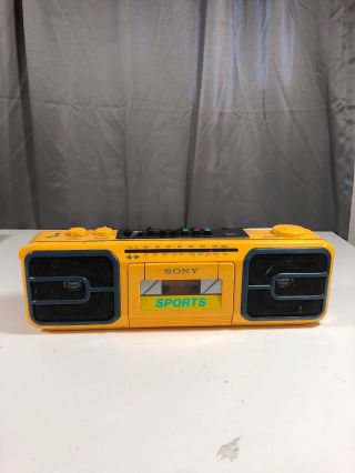 Vintage Sony Sport Yellow Boombox Cfs950,  Radio Casette Player Recorder