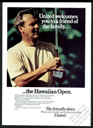 1971 Arnold Palmer Photo Golf Hawaiian Open United Airlines Vintage Print Ad