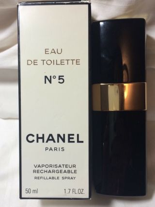 Vintage Chanel No.  5 Eau De Toilette 50 Ml 1.  7 Oz Refillable Spray Almost Full