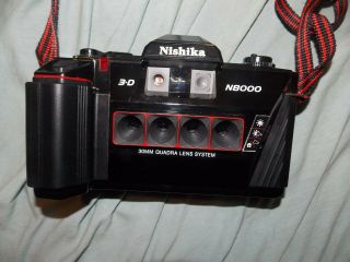 Vintage Nishika N8000 35mm 3d Quadra Lens Film Camera Case Strap Film