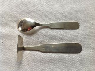 David Andersen 830 Silver Acorn Design Baby Pusher and Spoon Set Norway 2