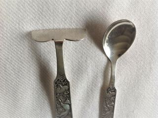 David Andersen 830 Silver Acorn Design Baby Pusher and Spoon Set Norway 3