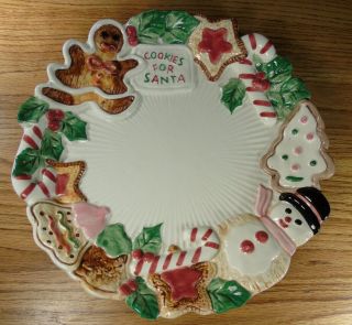 Vintage 1992 Cookies For Santa Christmas Plate By Fitz And Floyd 10 X 10