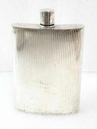 Antique Tiffany & Co.  Sterling Silver Pin Stripe Whiskey Flask Italy Rare
