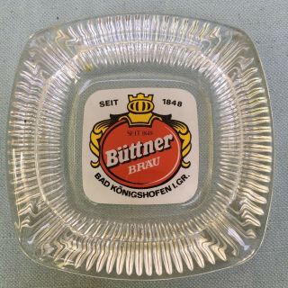 Vintage German Beer Bier Glass Ash Tray Buttner Brau Bad Konigshofen Germany 5 "