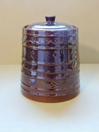 Vintage Mar - Crest Colorado Brown Daisy Dot Cookie Jar Mid - Century W/box