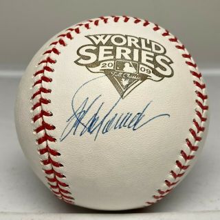 Jorge Posada Signed 2009 World Series Baseball Autographed Steiner Yankees