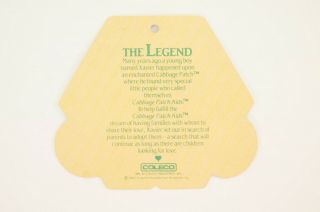 Cabbage Patch Kids The Legend Doll Hanging Tag Logo Wrist Vintage Coleco 1983 2