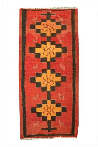 5x12 Vintage Oriental Wool Handmade Traditional Geometric Area Kilim Runner Rug