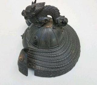 Japanese Vintage Bronze Samurai Kabuto Helmet Ornament Old Signed
