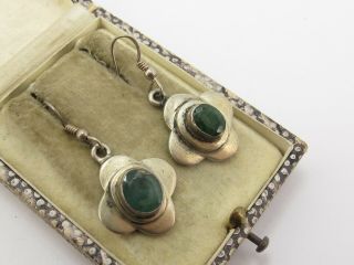 Vintage Sterling Silver & 3 Carat Emerald Earrings 2