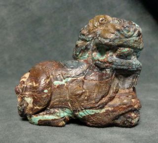 Cina (china) : Old Chinese Foo Dog Carved In Turquoise Matrix