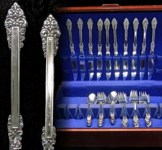 Vintage Oneida Cube Rembrandt Stainless Steel Flatware Set Knives Forks Spoons