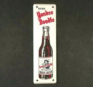 Vintage Yankee Doodle Root Beer Door Push Pull Rare Old Advertising Sign 1950s