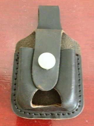 Zippo Lighter Dark Brown Leather Case.  Made In Usa