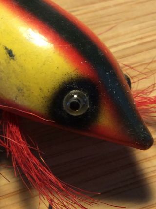 Unknown Vintage Crawdad Wood Glass Eyes Fishing Lure