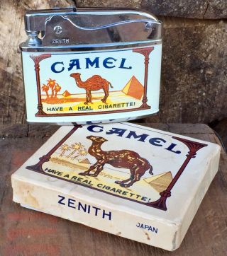 Vintage Zenith Advertising Camel Cigarette Lighter With Box